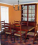Shaker Community Dining Set with Cherry & Aniline Dye, & Curly Maple Accents